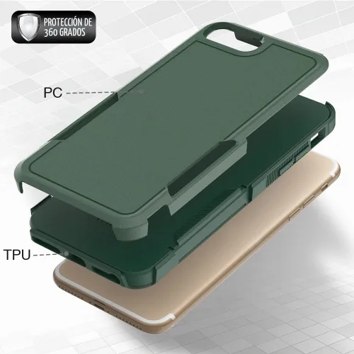Vista 3 de Funda protectora para iPhone 8 Plus, iPhone 7 Plus de 5.5 pulgadas, a prueba de golpes, resistente y duradera, color verde