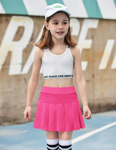 Vista 2 de Arshiner Faldas de tenis para niña con pantalones cortos, falda plisada atlética, falda pantalón de entrenamiento con bolsillos para niños de 4 a 13