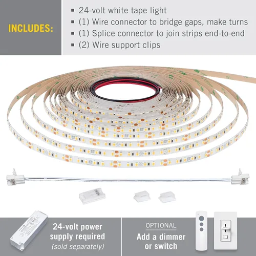 Vista 2 de Armacost Lighting RibbonFlex Pro 136230 - Tira de luces LED blancas de 24 V, 120 LED/m, 2700K, 16.4 pies