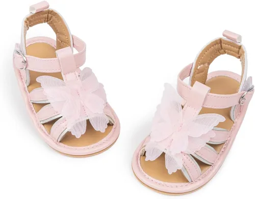 Vista 177 de Meckior Sandalias de verano con punta abierta y suave de piel sintética para bebés y niñas pequeñas