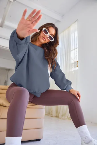 Vista 3 de EFAN Sudaderas de gran tamaño para mujer, cuello redondo, sudaderas con capucha y2k, trajes de moda de otoño, para adolescentes, niñas, lindo suéter