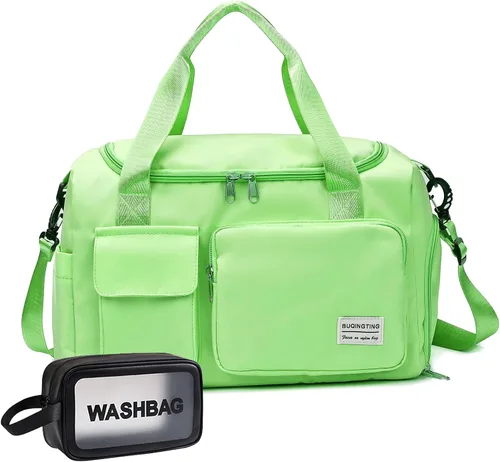 Vista 33 de Bolsa de Gimnasio Pequeña para Mujer, Bolsa de Lona de Viaje, Bolsa de Fin de Semana con Compartimento para Zapatos rosado