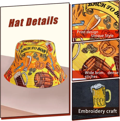 Vista 5 de Sombrero de pescador de los años 8090 para hombres y mujeres, sombrero de sol reversible plegable impreso para mujeres y hombres, material 100%
