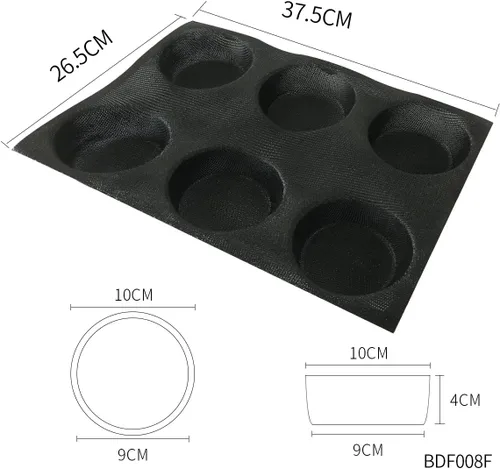 Vista 2 de Bluedrop Moldes perforados de la panadería de la forma redonda de la bandeja del pan de la forma del pan del bollo del silicón