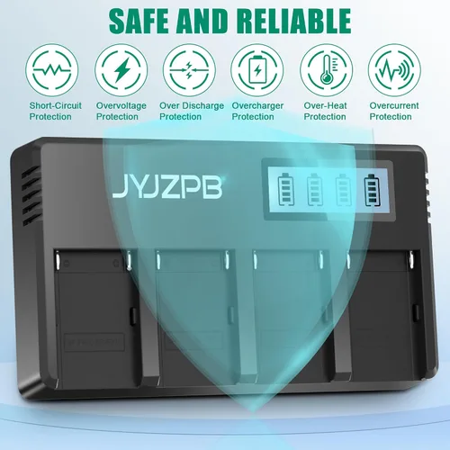 Vista 5 de JYJZPB Cargador rápido NPF de 4 canales para cargador de batería Sony NP-F970, NP-F550, NP-F570, NP-F750, NP-F770, NP-F930, NP-F950, NP-F960 Batería