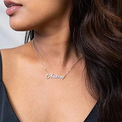Vista 3 de Dreamdecor - Collar con dije, nombre personalizado, plata de ley, regalo de joyería para mujer