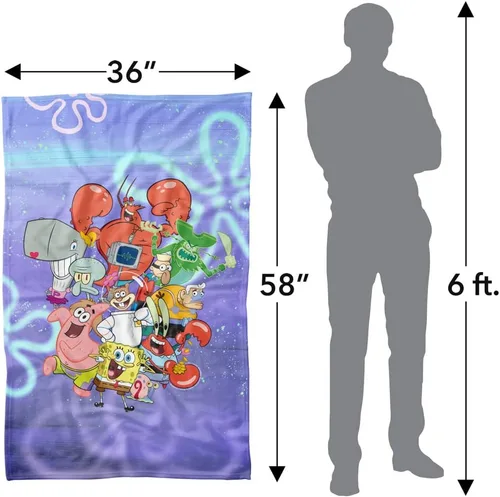Vista 4 de LOGOVISION Manta de Bob Esponja, 36"x58" Bob Esponja Grupo Manta de forro polar