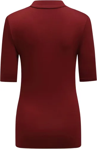 Vista 4 de OThread & Co. Camiseta de media manga con cuello alto y capa elástica básica para mujer, cómoda y casual