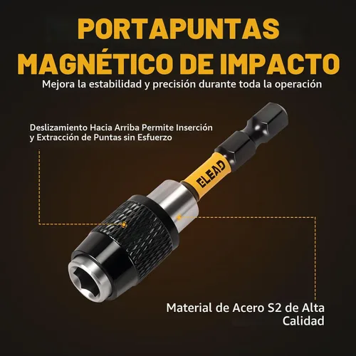 Vista 4 de 6 piezas de broca Phillips #2 de impacto, broca de cabeza Phillips magnética de 2 pulgadas para taladro y destornillador con soporte magnético
