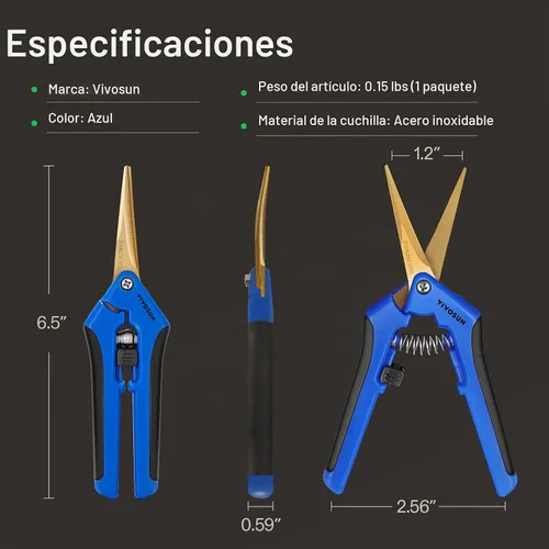 Vista 3 de Podadora manual VIVOSUN, para jardinería, con cuchillas rectas de acero inoxidable Curved Precision Stainless Steel Blades, Comfort Ergonomic