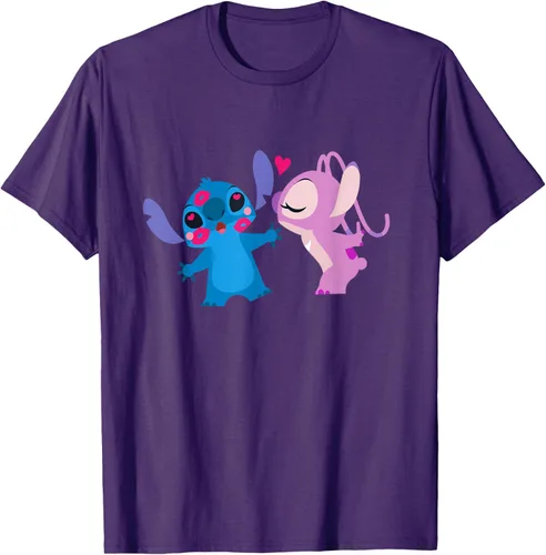 Vista 65 de Disney Stitch and Angel - Camiseta para el día de San Valentín Negro
