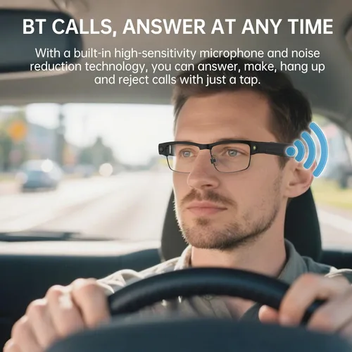 Vista 3 de Lentes inteligentes Bluetooth con cámara HD, grabación de video 1080P, voz AI, chatgpt, audio de oído abierto, música, llamadas, micrófono ANC