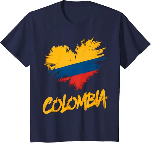 Vista 75 de Camiseta con la bandera del corazón de Colombia