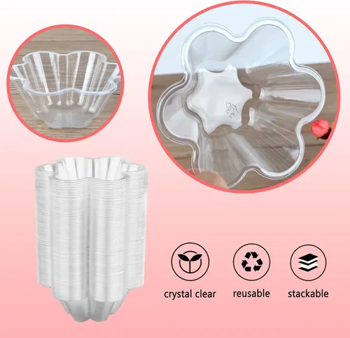 Vista 3 de Paquete de 200 tazones de plástico para helado de 8.5 onzas, cuencos de plástico transparente para postre para helado, aperitivos, frutas, ensalada