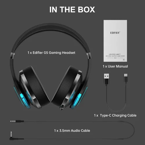 Vista 7 de Edifier G5BT Bluetooth Gaming Headset Over Ear Wired Headphones with Mic Black
