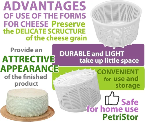 Vista 6 de Molde de queso suave para hacer queso 1.25QT - Suministros pequeños para hacer queso casero (1)
