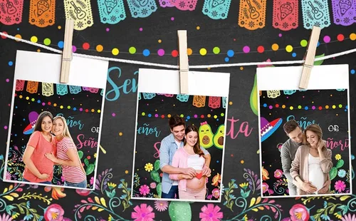 Vista 2 de Avezano Fondo para fiesta de revelación de género Señor o Señorita niño o niña, baby shower, fiesta, fotografía, fondo de aguacate mexicano para él