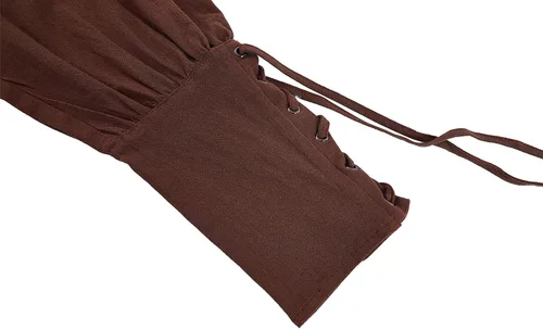 Vista 5 de Pantalones de tobillo medievales para niños y niños, disfraz de pirata vikinga, con cordones y bandas cónicas, pantalones góticos