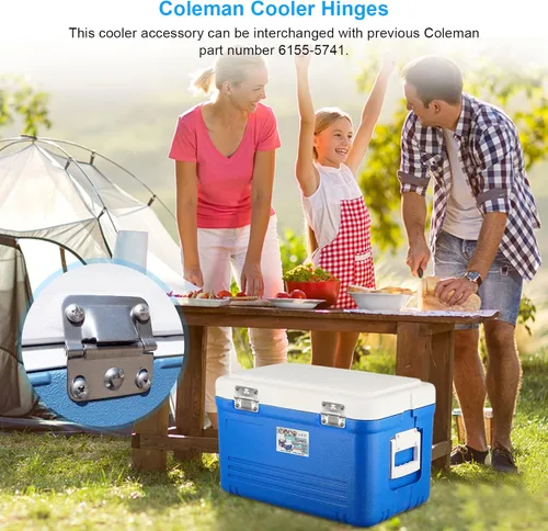 Vista 4 de Bisagras de acero inoxidable de reemplazo Coleman Cooler Cooler Coleman Ice - Bisagras para enfriadores de pecho 5253 6262 6270 5250 5286b