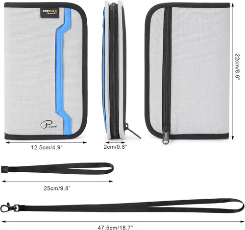 Vista 2 de CANBOX Soporte para pasaporte, cartera de pasaporte familiar con bloqueo RFID, organizador de documentos de viaje, Gris, 40 ES