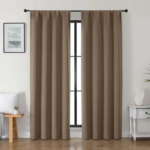Vista 134 de Gwine Cortinas opacas para dormitorio, 54 pulgadas de largo, paneles de cortina de ventana con aislamiento térmico y reducción de ruido, cortinas