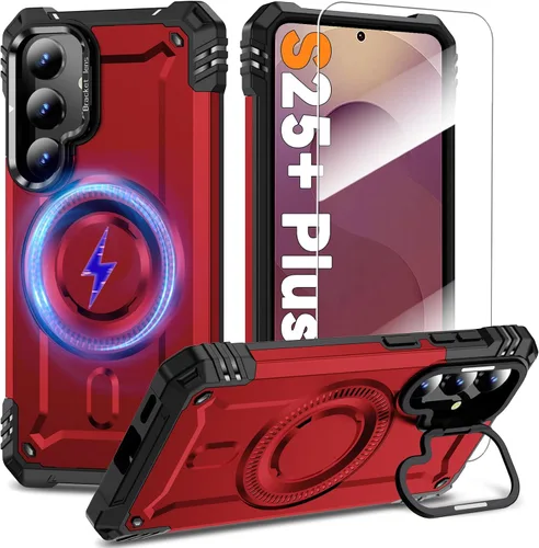 Vista 51 de Funda magnética para Samsung Galaxy S25+ Plus/Galaxy S24+ Plus [Soporte de anillo de cámara integrado] [Protector de pantalla]