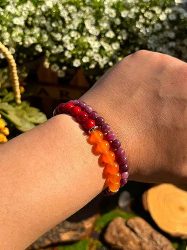 Vista 6 de Pulsera de riqueza Feng Shui, pulsera de prosperidad y buena suerte para mujeres y hombres, pulsera elástica con cuentas de 0.315 in, gradiente