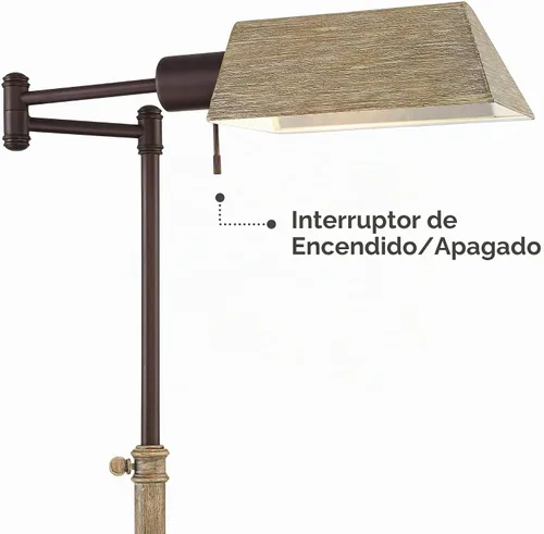 Vista 9 de Regency Hill Jenson Lámpara de pie industrial estilo casa de campo rústica, con brazo giratorio, estilo farmacia, de 54" de alto, en bronce