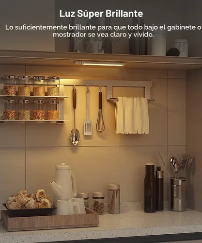Vista 5 de Lyridz Luces recargables para debajo del gabinete con sensor de movimiento ajustable de 90 grados, luces LED inalámbricas de armario de 1500 mAh