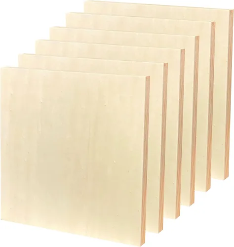 Vista 5 de Paneles de arte de madera de 12 x 12 pulgadas, paneles de lienzo de madera sin terminar, paquete de 6 marcos de madera para verter aceite, acrílico