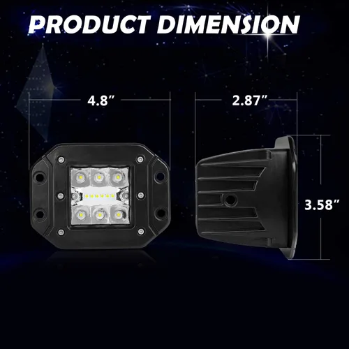Vista 2 de EBESTauto - Manivelas LED de montaje empotrado, luz de trabajo LED de barra de luz de parachoques luces de conducción fuera de carretera LED lámpara