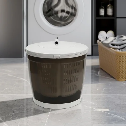 Vista 2 de Mini lavadora portátil 2 en 1 manual no eléctrica, secadora de ropa, lavadora compacta para viajes al aire libre (gris)