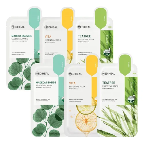 Vista 9 de Mediheal Oficial Mejor Máscara de Hoja Coreana - Máscara Facial Esencial de Colágeno y Árbol del Té, 20 Hojas, Lifting, Reafirmante, Calmante