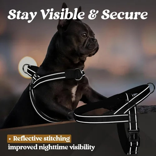 Vista 8 de rabbitgoo Arnés para perro sin tirones, ajuste rápido para perros de tamaño mediano con mango acolchado suave, chaleco reflectante ajustable