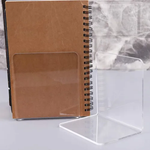 Vista 5 de 2 soportes para libros, sujetalibros de acrílico transparente, soportes antideslizantes para libros, películas, CDs, videojuegos