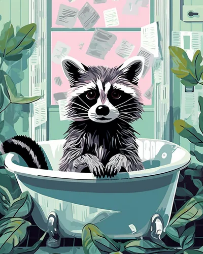 Vista 21 de Pintura por números para adultos, baño, animales, bricolaje, pintura al óleo digital, pintura acrílica, cebra, arte de pared, hojas verdes, bañera
