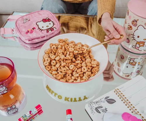 Vista 5 de Silver Buffalo Sanrio Hello Kitty Rainbow - Cuenco grande de cerámica de 9 pulgadas para servir pasta, ensalada, cereales