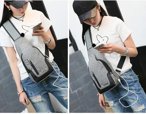 Vista 7 de Mochila tipo bandolera bandolera bandolera para el pecho, bolsa de hombro, pequeña mochila casual para mujeres y hombres, senderismo