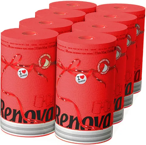 Vista 20 de Renova - Juego de rollos de toallas de papel, 2 rollos, 2 capas, 120 hojas altamente absorbentes, eleva tu imagen con estilo profesional y Amarillo