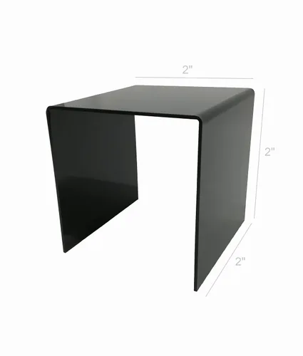 Vista 3 de FixtureDisplays® One Riser Combo - Cubo de 2 pulgadas de 3 caras con pedestal de plexiglás negro Lucite acrílico, accesorios para exhibición