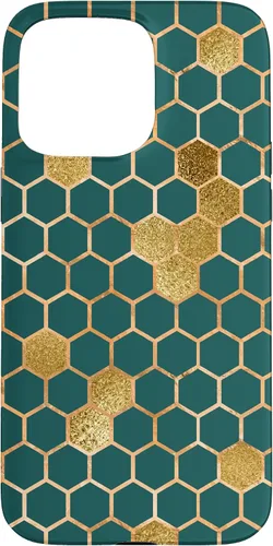 Vista 31 de Bees Honeycomb Pattern Print Honey Hexagon Bees Hive - Green Case for iPhone 17