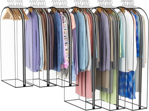 Vista 18 de Liuoud Bolsa Transparente para Colgar Ropa de 10" con Fuelle, Bolsas para Trajes de 32" para Almacenamiento de Closet Abierto, Cubierta de Ropa