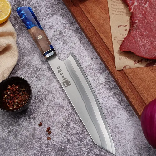 Vista 2 de Zlatko Cuchillo de chef de 8 pulgadas, cuchillo de cocina japonés de damasco, acero VG10 Acero inoxidable de alto carbono, cuchillo de chef ultra