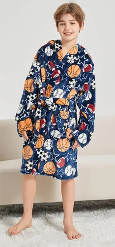 Vista 4 de Childlike Me Bata de baño de forro polar con capucha para niños de 2 a 16 años