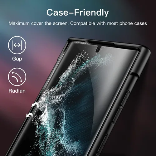 Vista 7 de JETech Protector de pantalla para Samsung Galaxy S22 Ultra 5G de 6.8 pulgadas con protector de lente de cámara, película de TPU flexible, compatible