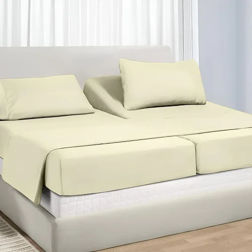 Vista 48 de Juego de sábanas divididas tamaño King para camas ajustables con bolsillo profundo, juegos de sábanas bajeras individuales XL para cama ajustable