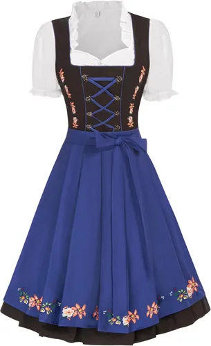 Vista 7 de JASAMBAC Vestido de tirolesa alemana para mujer, disfraz de 3 piezas, carnaval de Oktoberfest Verde militar
