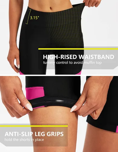 Vista 5 de Bikewa Pantalones cortos de bicicleta para mujer, acolchados 4D, pantalones cortos de ciclismo de carretera, para mujer, con bolsillos con cremallera