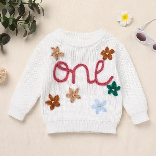 Vista 81 de Suéter de primer cumpleaños para bebés y niñas de un año de edad, sesión de fotos, otoño e invierno