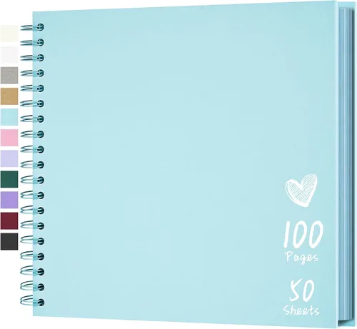 Vista 40 de Álbum de recortes de 7 x 7 pulgadas, álbum de recortes DIY de tapa dura de papel kraft, álbumes de fotos, 40 páginas, perfecto para fotos de 4 x 6
